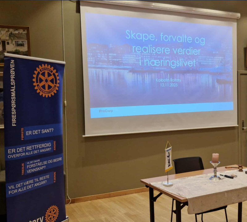 Foredrag om "Skape, forvalte og realisere verdier i næringslivet" ved  Tor-Odd Berntsen.